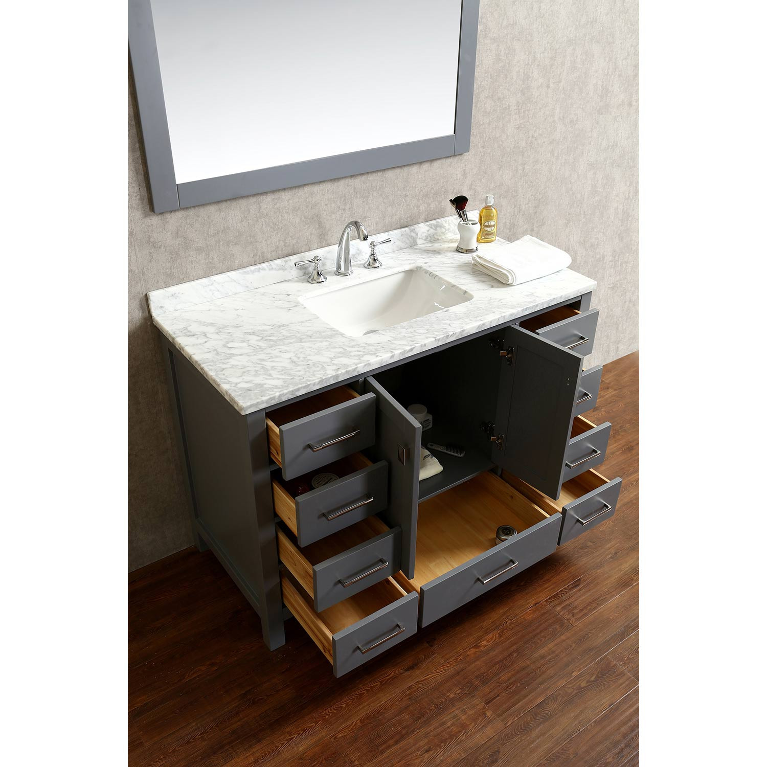 48 Inch Gray Bathroom Vanity
 Buy Vincent 48 Inch Solid Wood Single Bathroom Vanity in