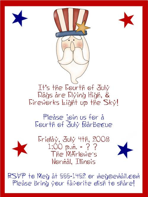 4th Birthday Party Invitation Wording
 4th July Party Invite