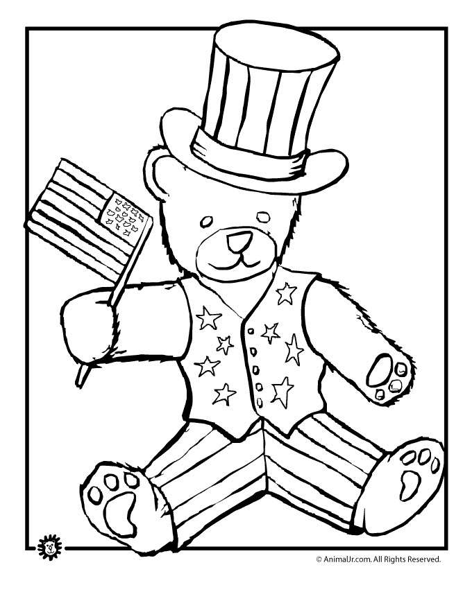 4Th Of July Coloring Pages For Kids
 Stars and Stripes Bear 4th of July Coloring Page