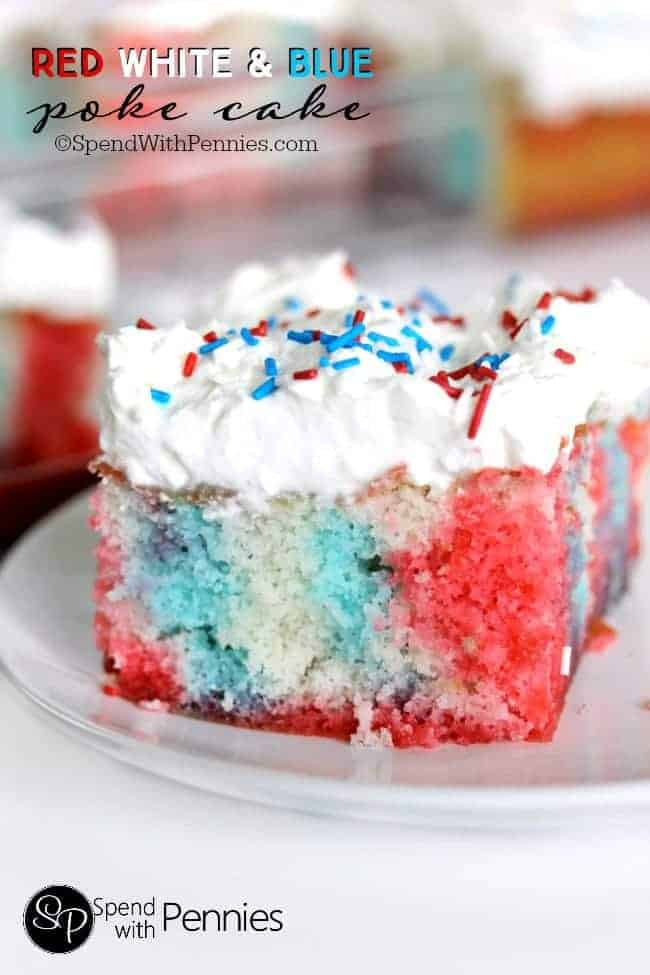 4Th Of July Poke Cake
 Red White and Blue Poke Cake Spend With Pennies