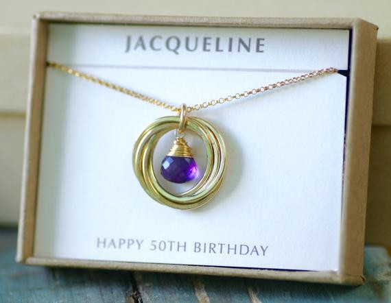 50Th Birthday Gift Ideas For Wife
 50th birthday t for wife necklace gold amethyst jewelry