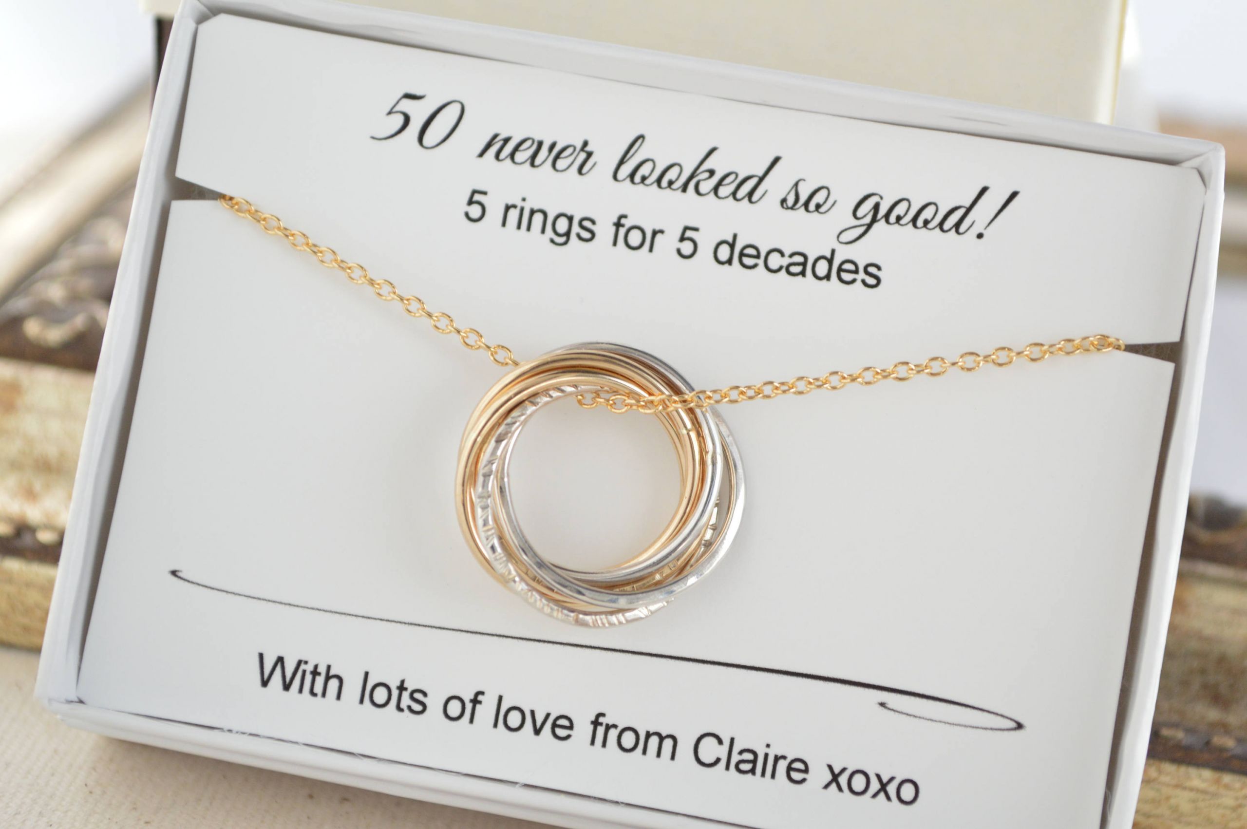 50Th Birthday Gift Ideas For Wife
 50th Birthday t for women 5 Rings necklace 50th