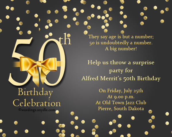 50th Birthday Party Invitation Wording
 50th Birthday Invitation Wording Samples Wordings and
