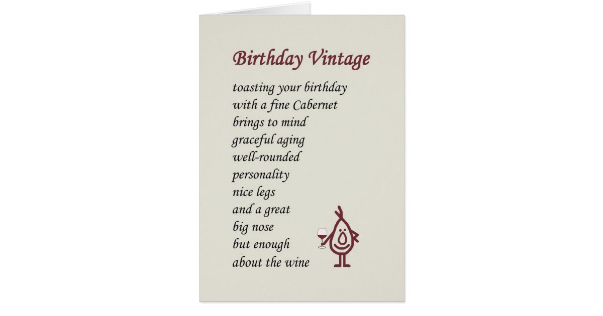 50th Birthday Poems Funny
 Birthday Vintage a funny birthday poem Card