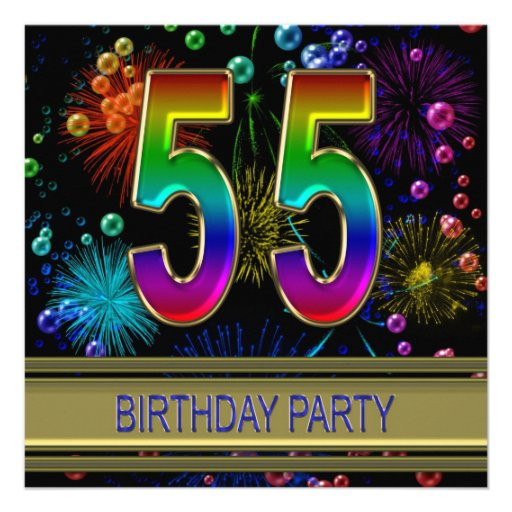 55 Birthday Party Ideas
 55th Birthday party Invitation with bubbles