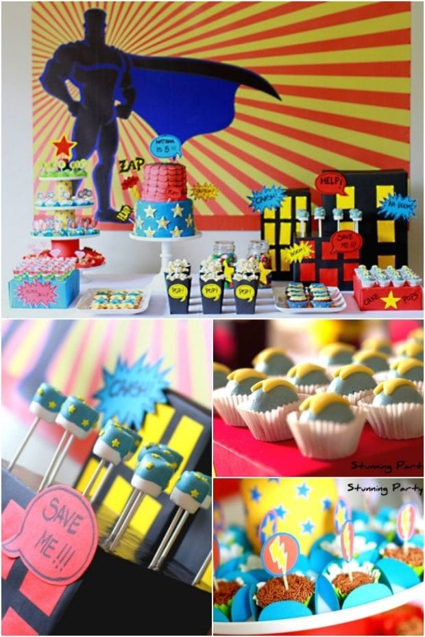 5Th Birthday Party Ideas Boy
 Boys Superhero Themed 5th Birthday Party Spaceships and