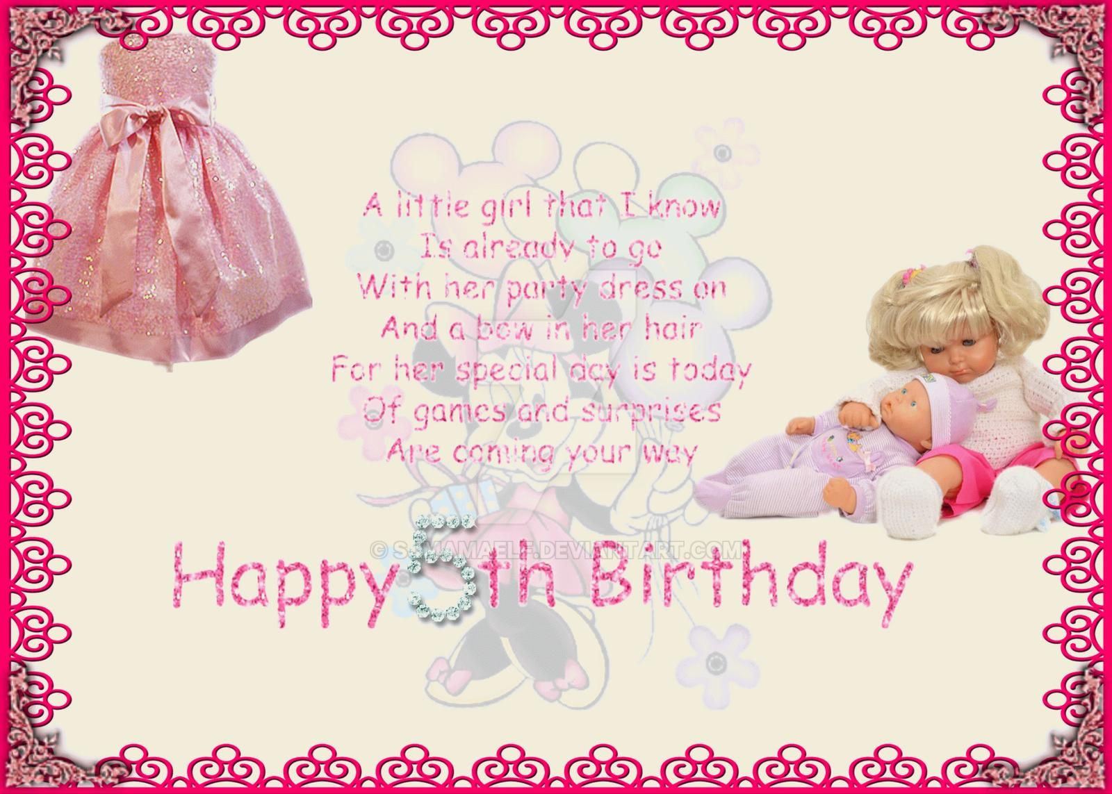 5th Birthday Quotes
 Happy 5th birthday for girl by SJMAMAELF on DeviantArt