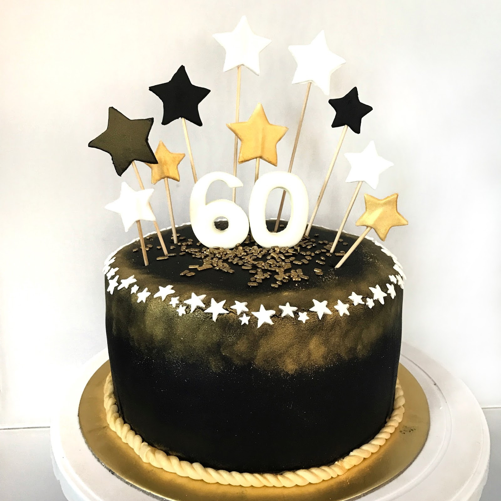60th Birthday Cakes For Her
 Black and Gold 60th Birthday Cake Sherbakes