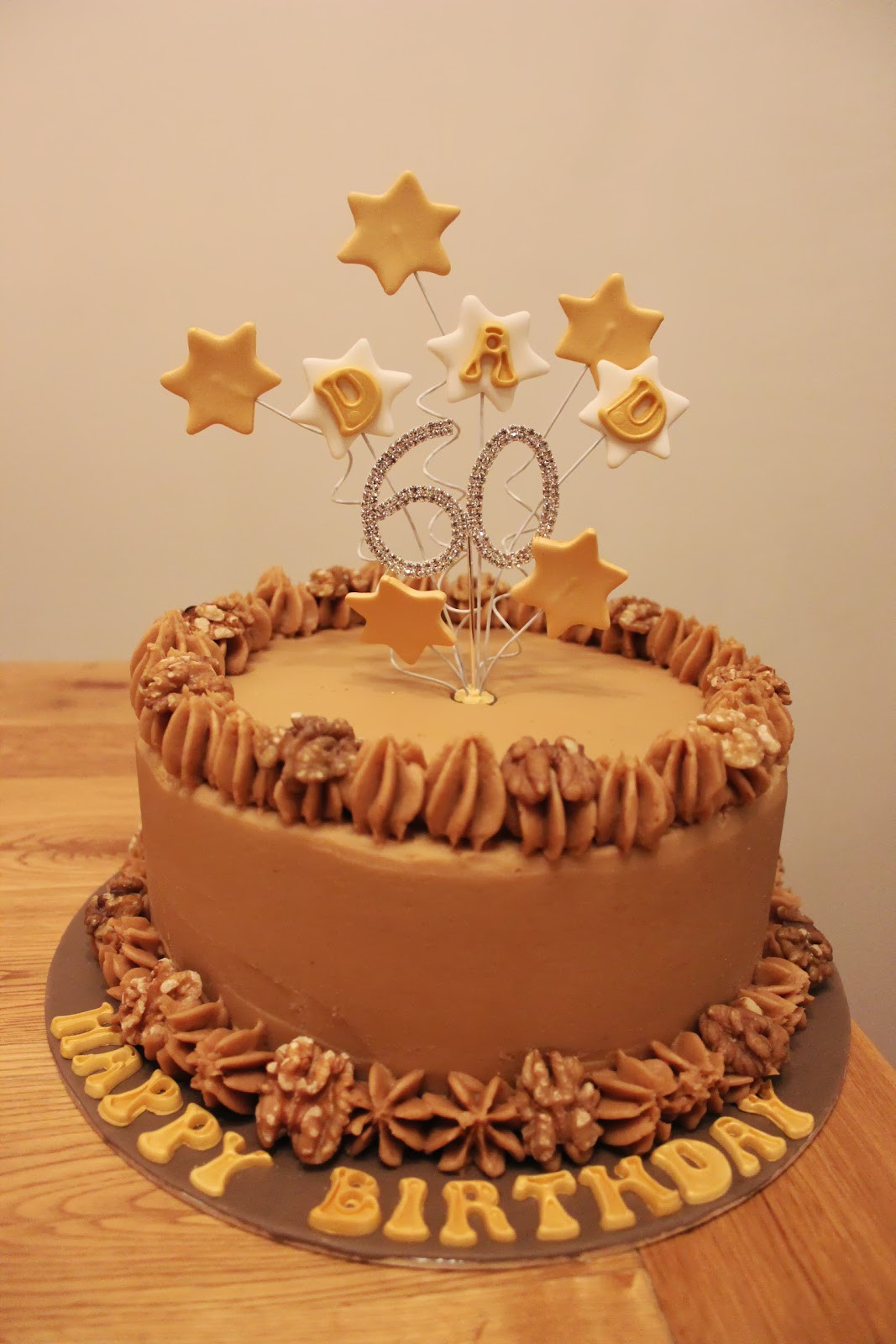 60th Birthday Cakes
 Coffee & Walnut 60th Birthday Cake