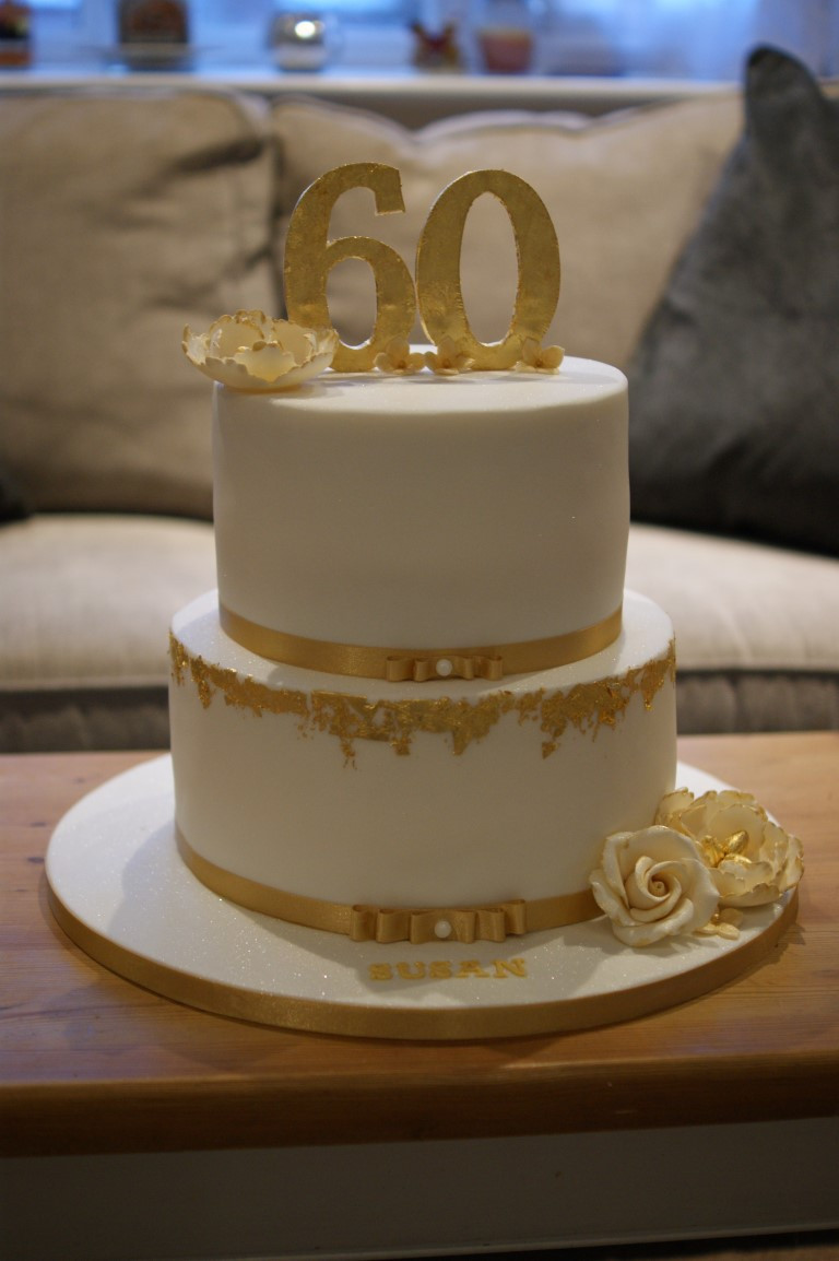 60th Birthday Cakes
 Gold Leaf 60th Birthday Cake Bakealous