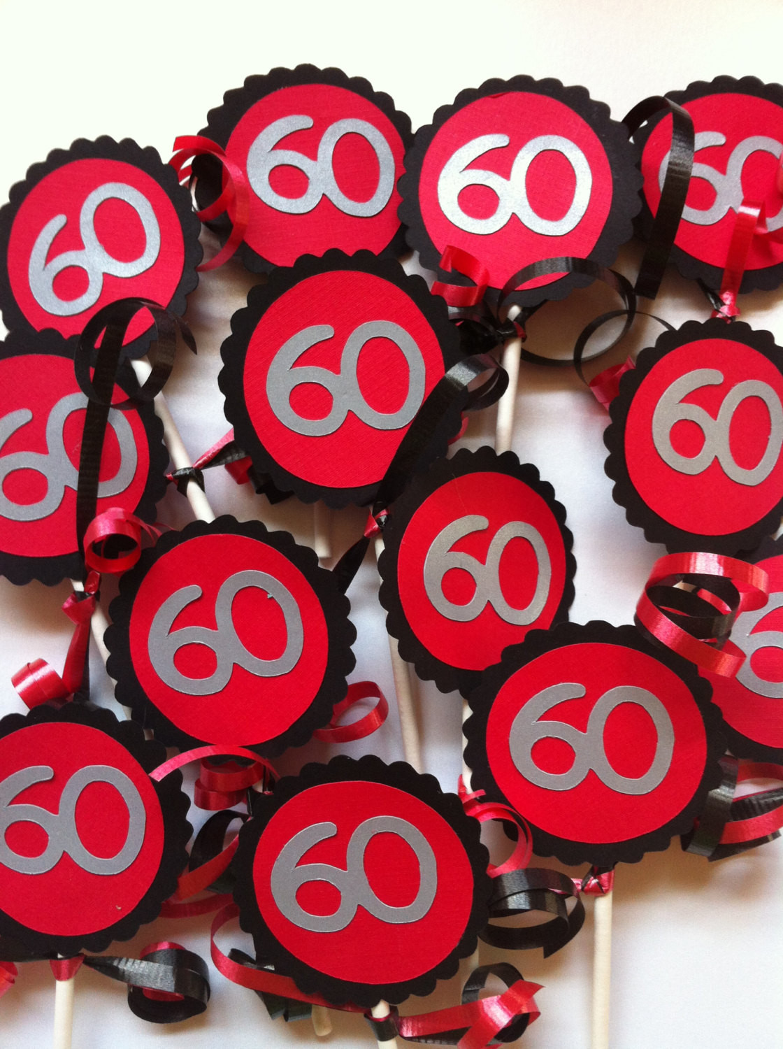 60th Birthday Decor
 60th Birthday Decorations Cupcake Toppers