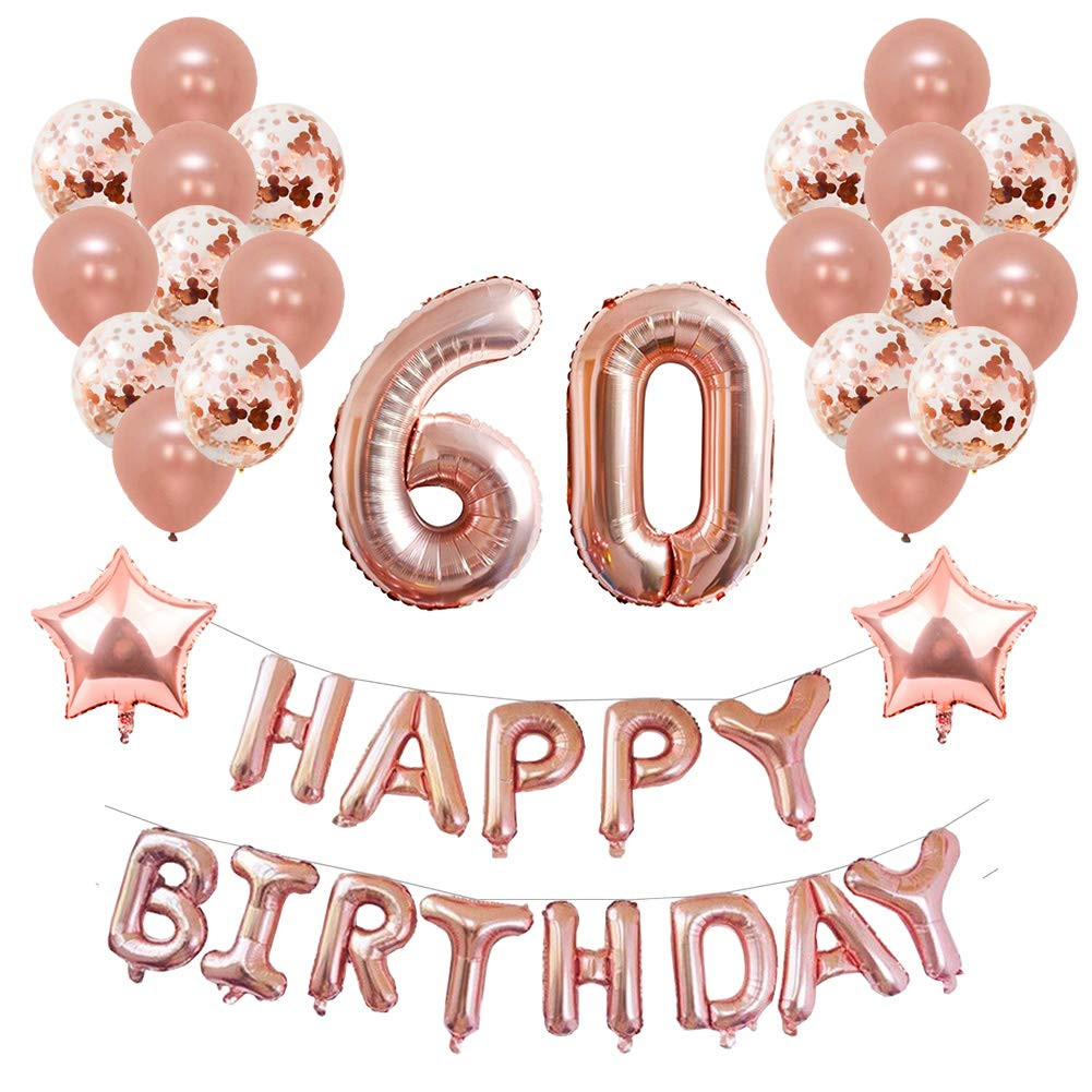 60th Birthday Decorations
 Yoart 60th Birthday Decorations Rose Gold for Women and