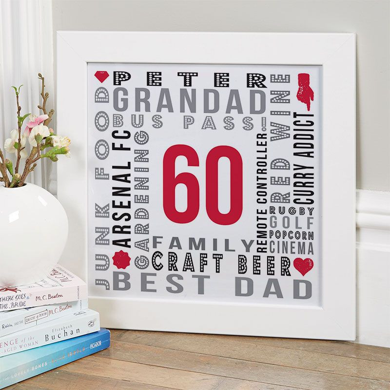 60Th Birthday Gift Ideas For Him
 60th Birthday Gift for Him of Personalised Age Wall Art