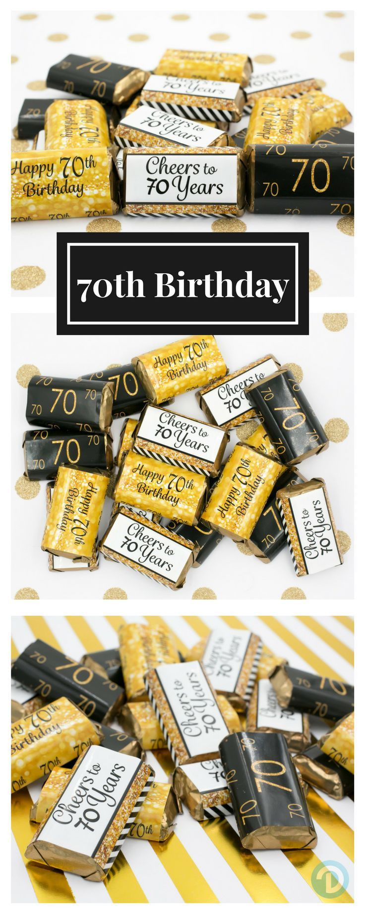 70 Year Old Birthday Party Ideas
 Black and Gold 70th Birthday Party Mini Candy Bar