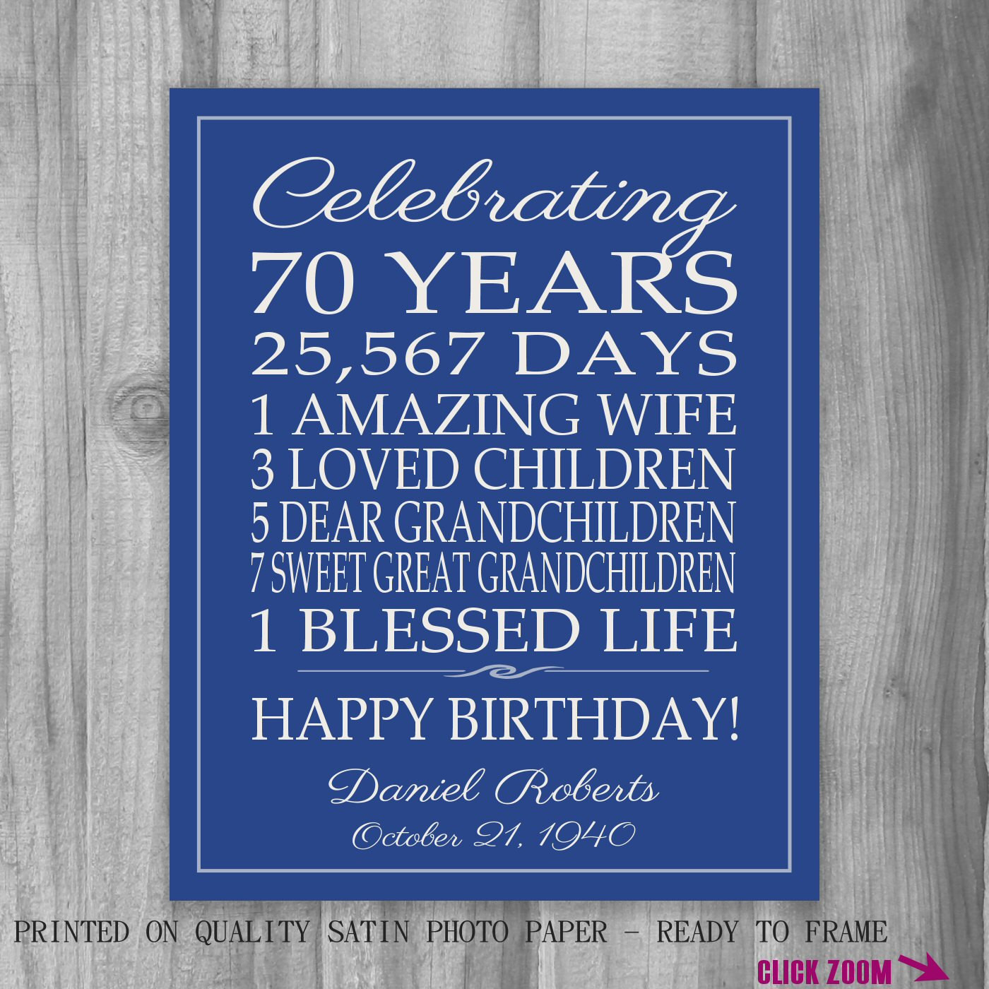 70Th Birthday Gift Ideas For Dad
 70th BIRTHDAY GIFT Birthday Sign Personalized Gift for Dad
