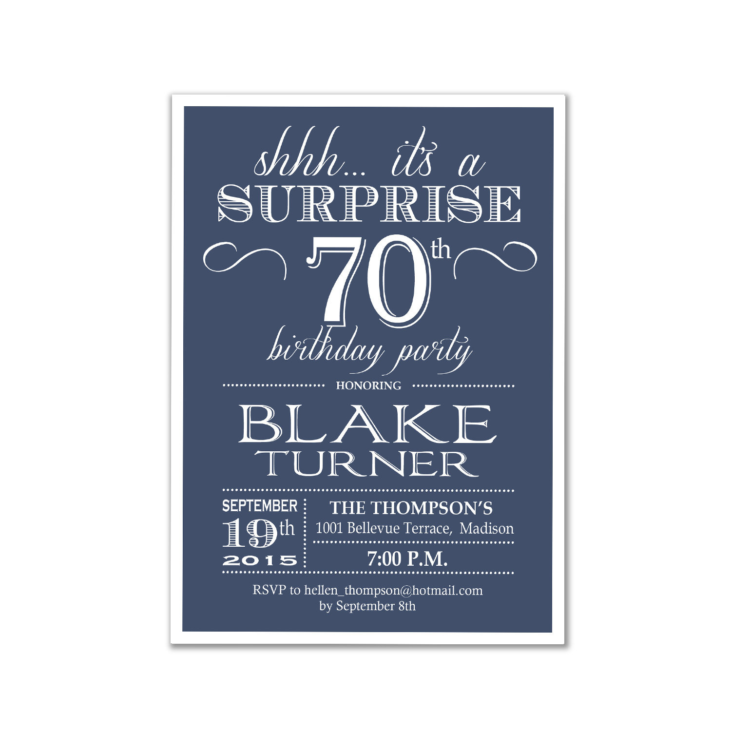 70th Birthday Invitation
 Surprise 70th Birthday Invitation 80th 90th Any Age