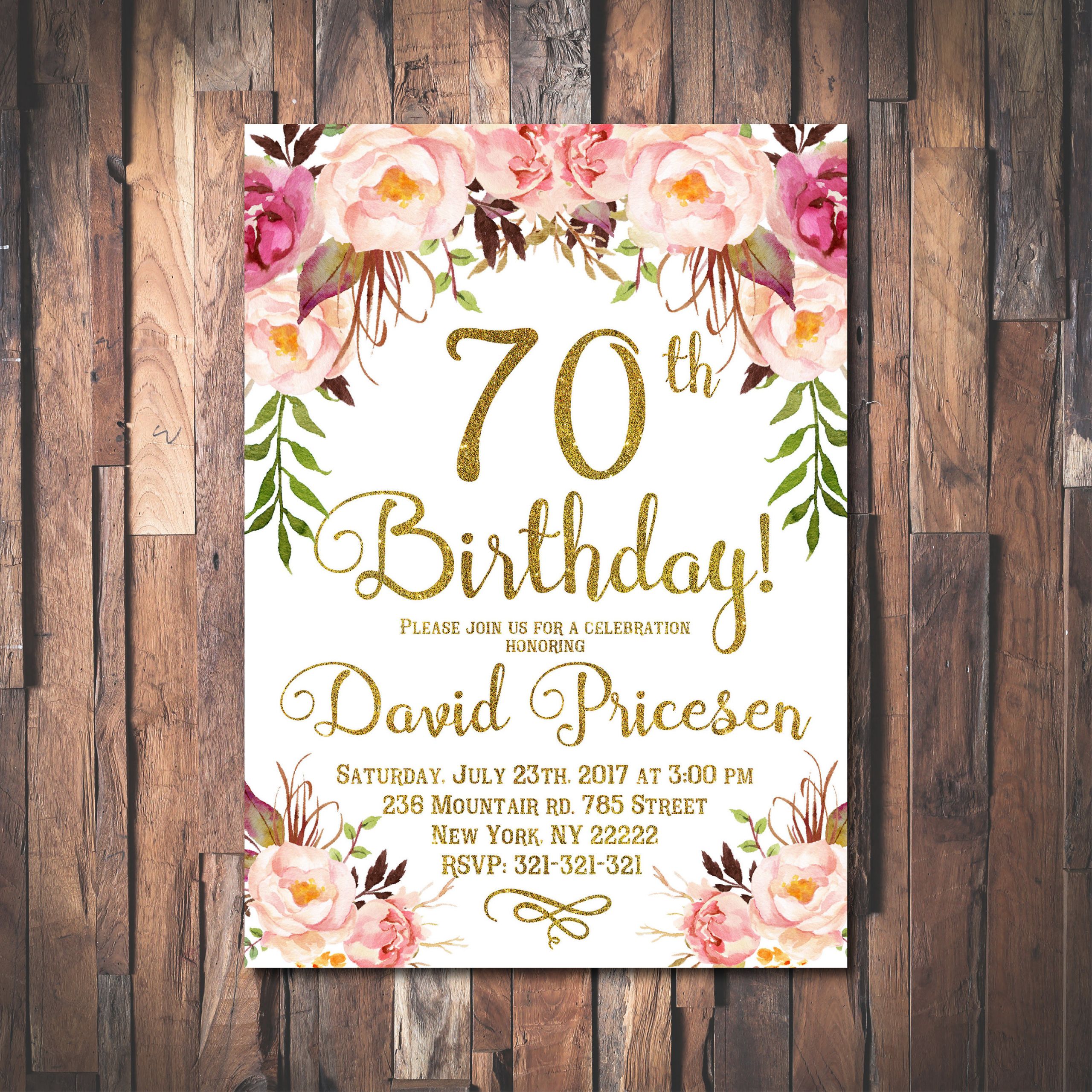 70th Birthday Party Invitations
 70th Birthday Invitation for women 70th Birthday