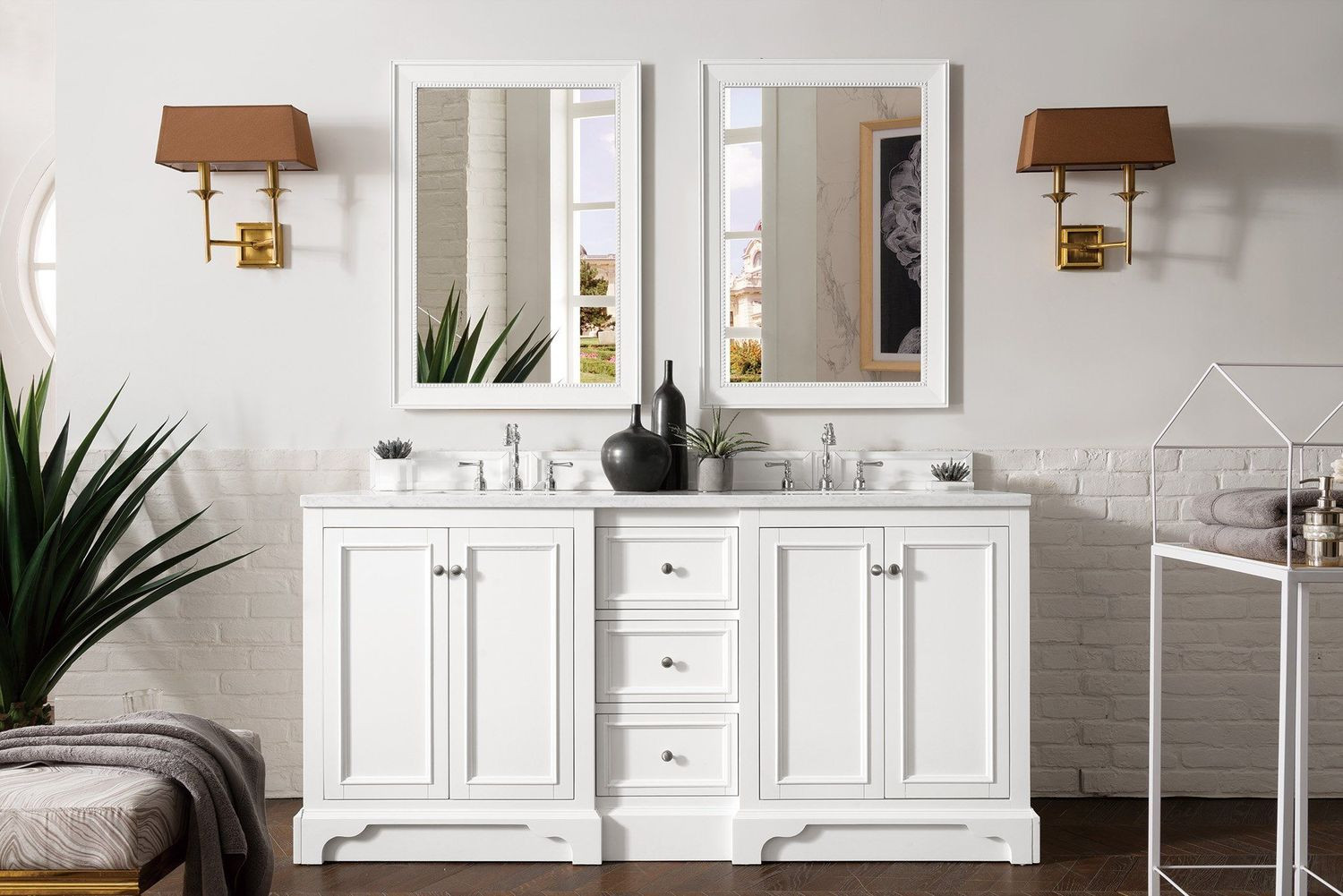 72 Double Sink Bathroom Vanity
 72" De Soto Bright White Double Sink Bathroom Vanity