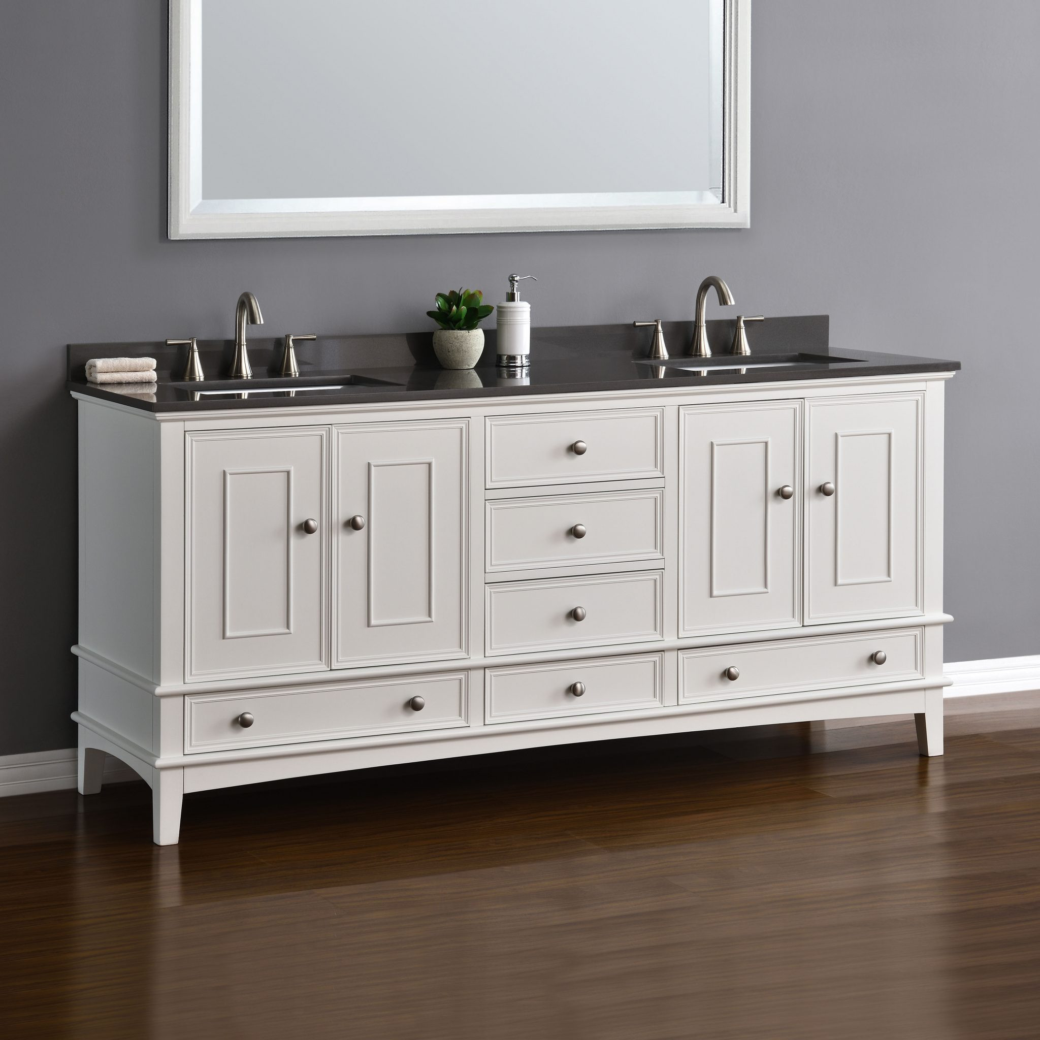 72 Double Sink Bathroom Vanity
 Cambridge 72" White Double Sink Vanity