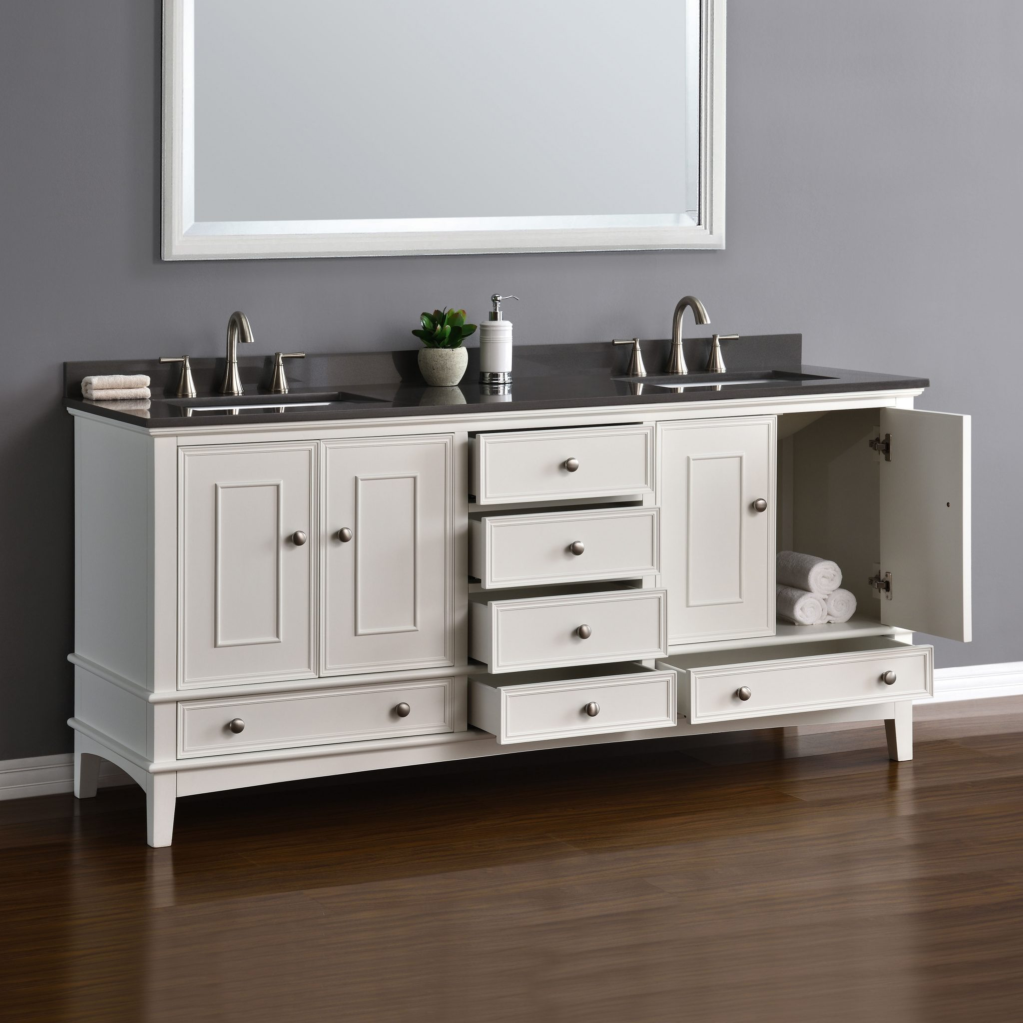 72 Double Sink Bathroom Vanity
 Cambridge 72" White Double Sink Vanity