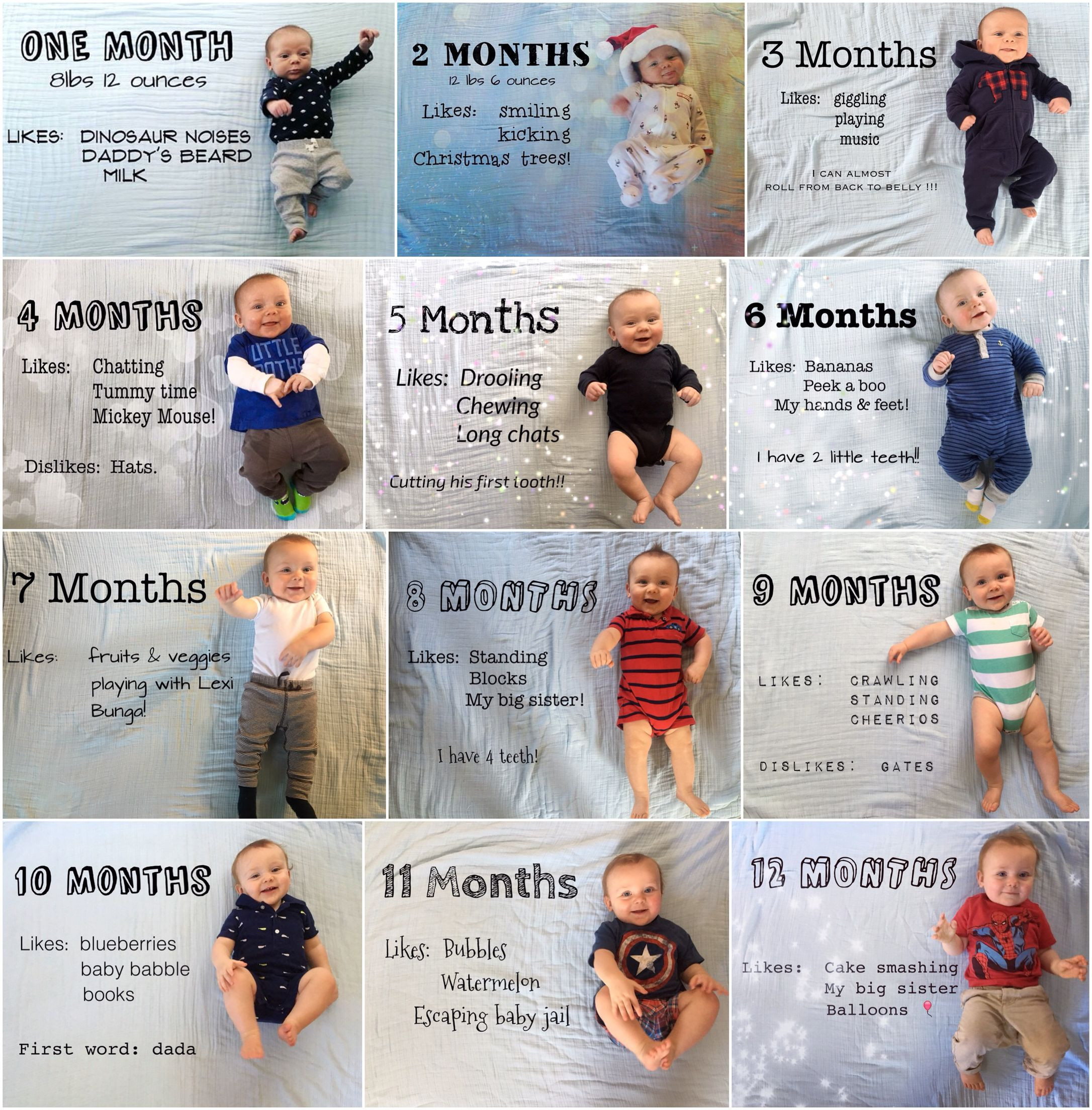 8 Month Old Baby Quotes
 First year monthly photo idea