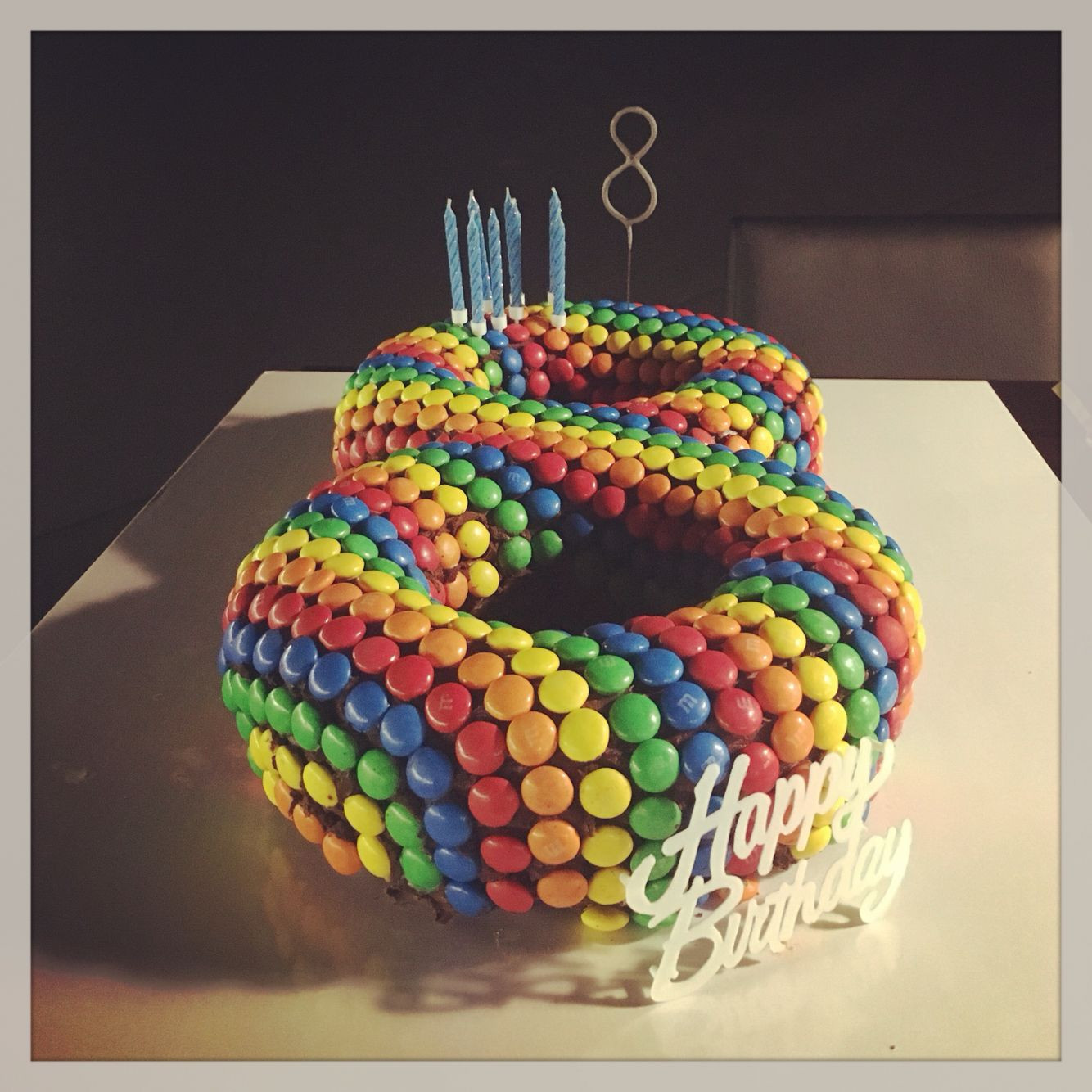 8 Year Old Boy Birthday Gift Ideas
 Rainbow M&M s birthday cake 8 years old