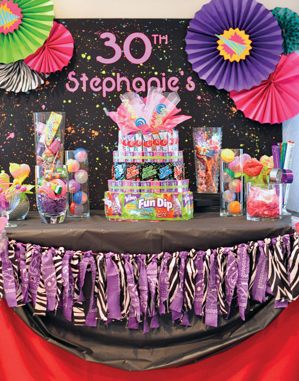 80 Birthday Party Ideas
 Born in the 80s Neon 30th Birthday Party Hostess with