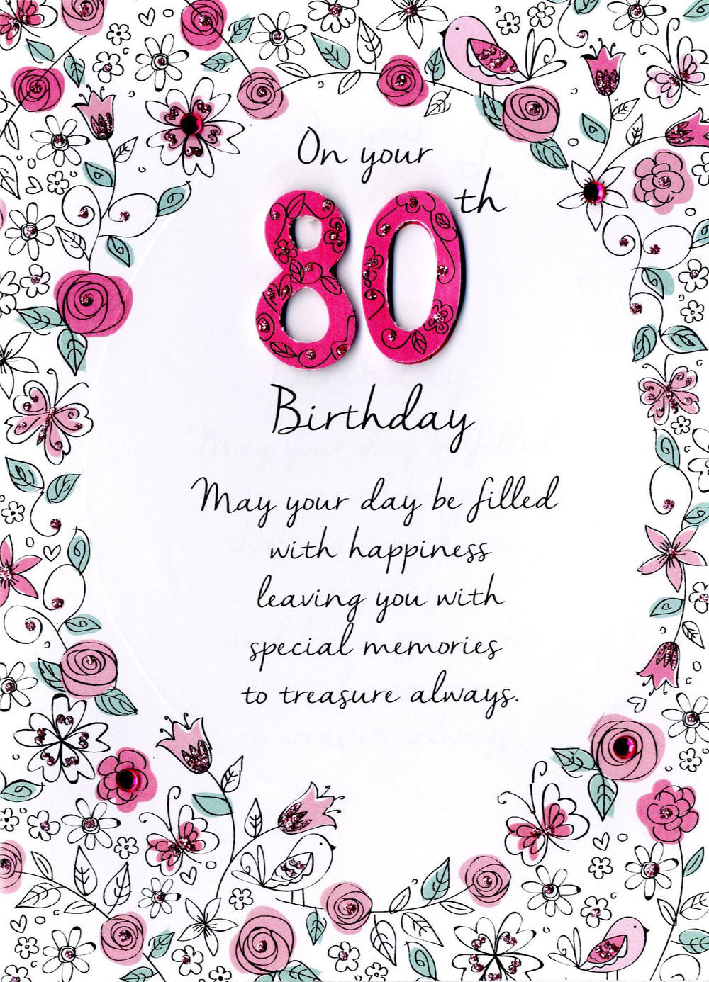 80th Birthday Wishes
 Female 80th Birthday Greeting Card