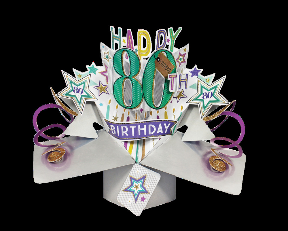 80th Birthday Wishes
 Happy 80th Birthday Pop Up Greeting Card