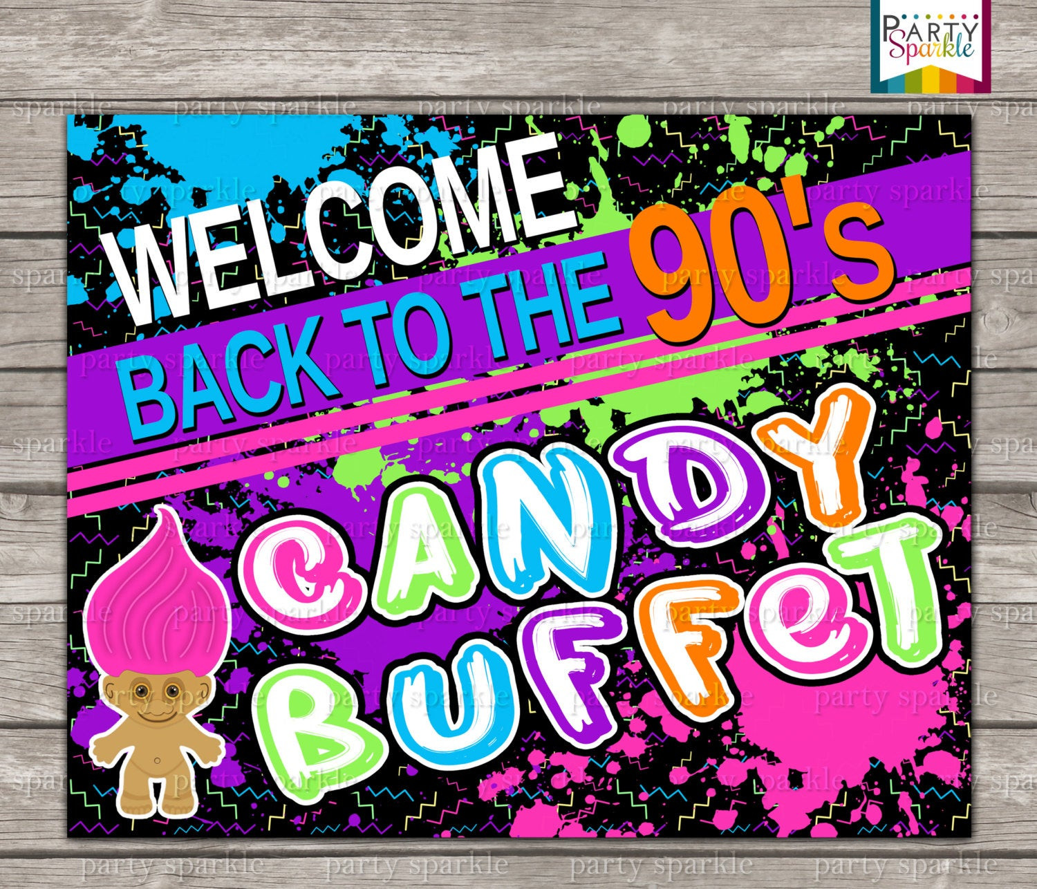 90S Birthday Party Ideas
 INSTANT DOWNLOAD Back To The 90s Retro Birthday Party Candy