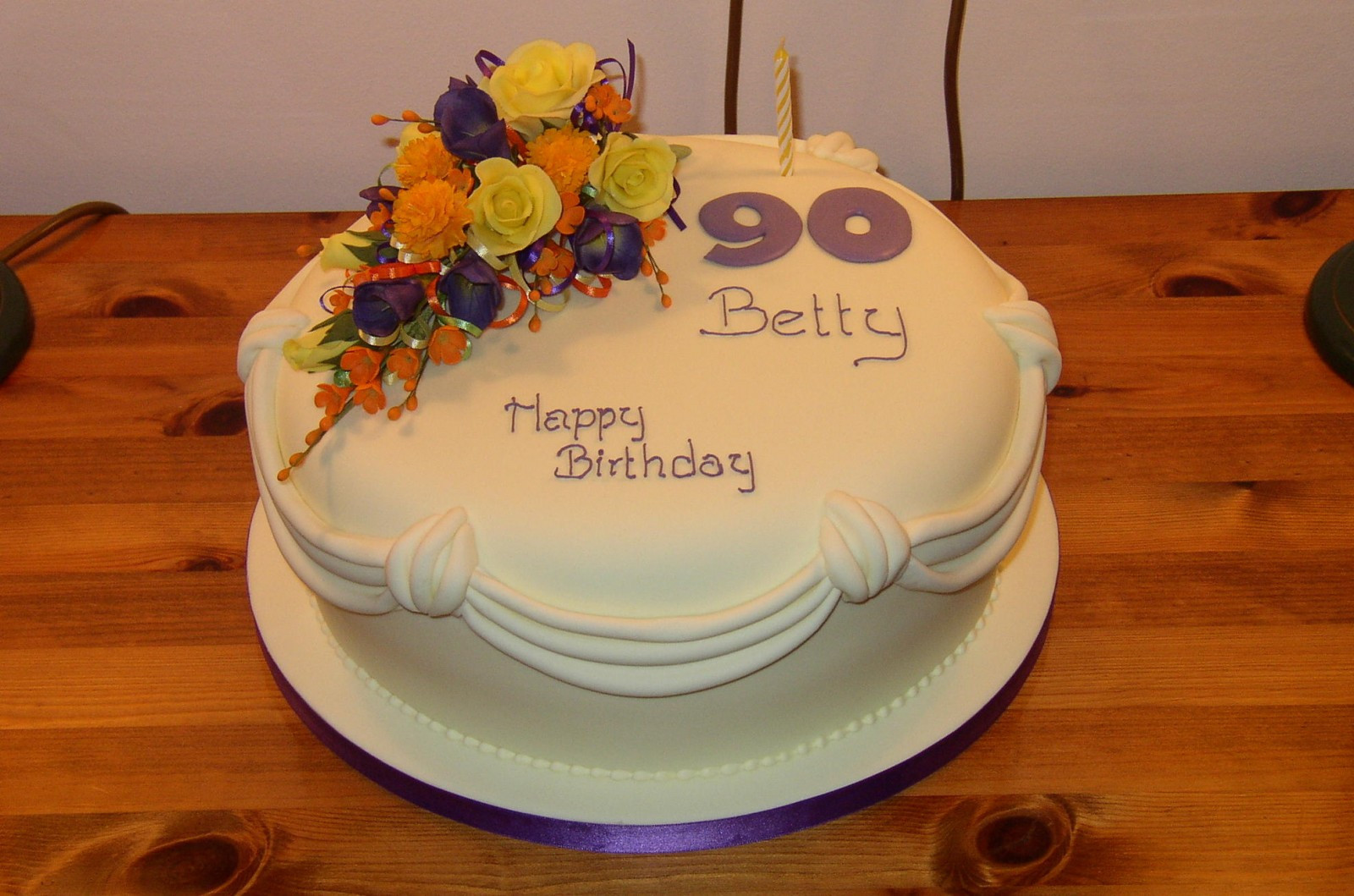 90th Birthday Cake
 90th Birthday Cake With Sugar Flower Spray Susie s Cakes