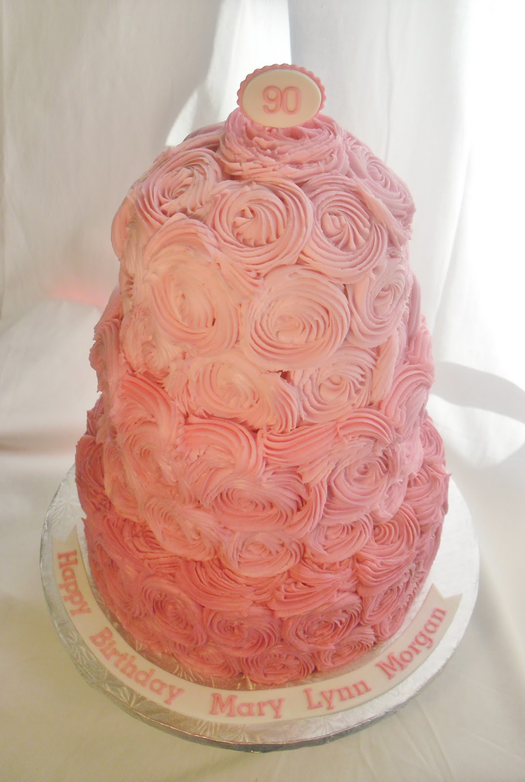 90th Birthday Cake
 made FRESH daily Swirl Roses 90th Birthday Cake