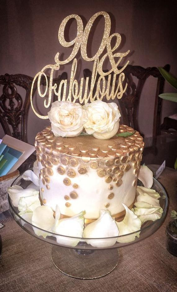 90th Birthday Cakes
 90th Birthday Cake 90 and Fabulous Cake Topper Milestone