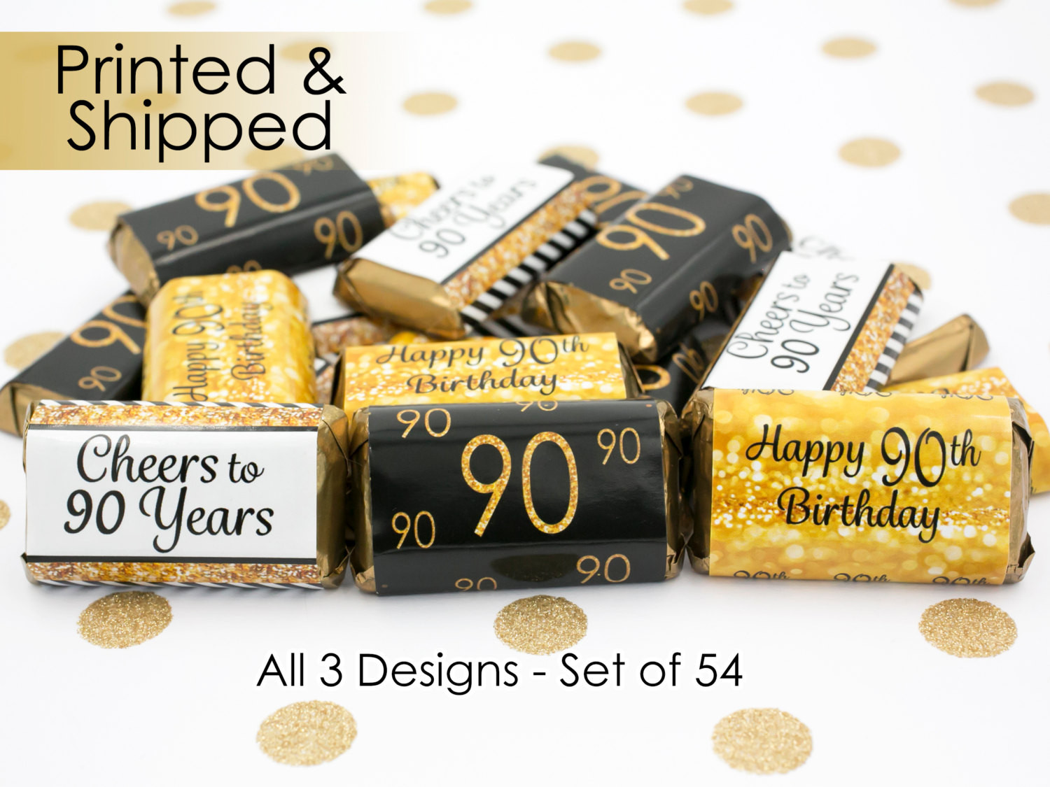 90Th Birthday Party Favor Ideas
 Happy 90th Birthday Party Favors Gold & Black Cheers to 90