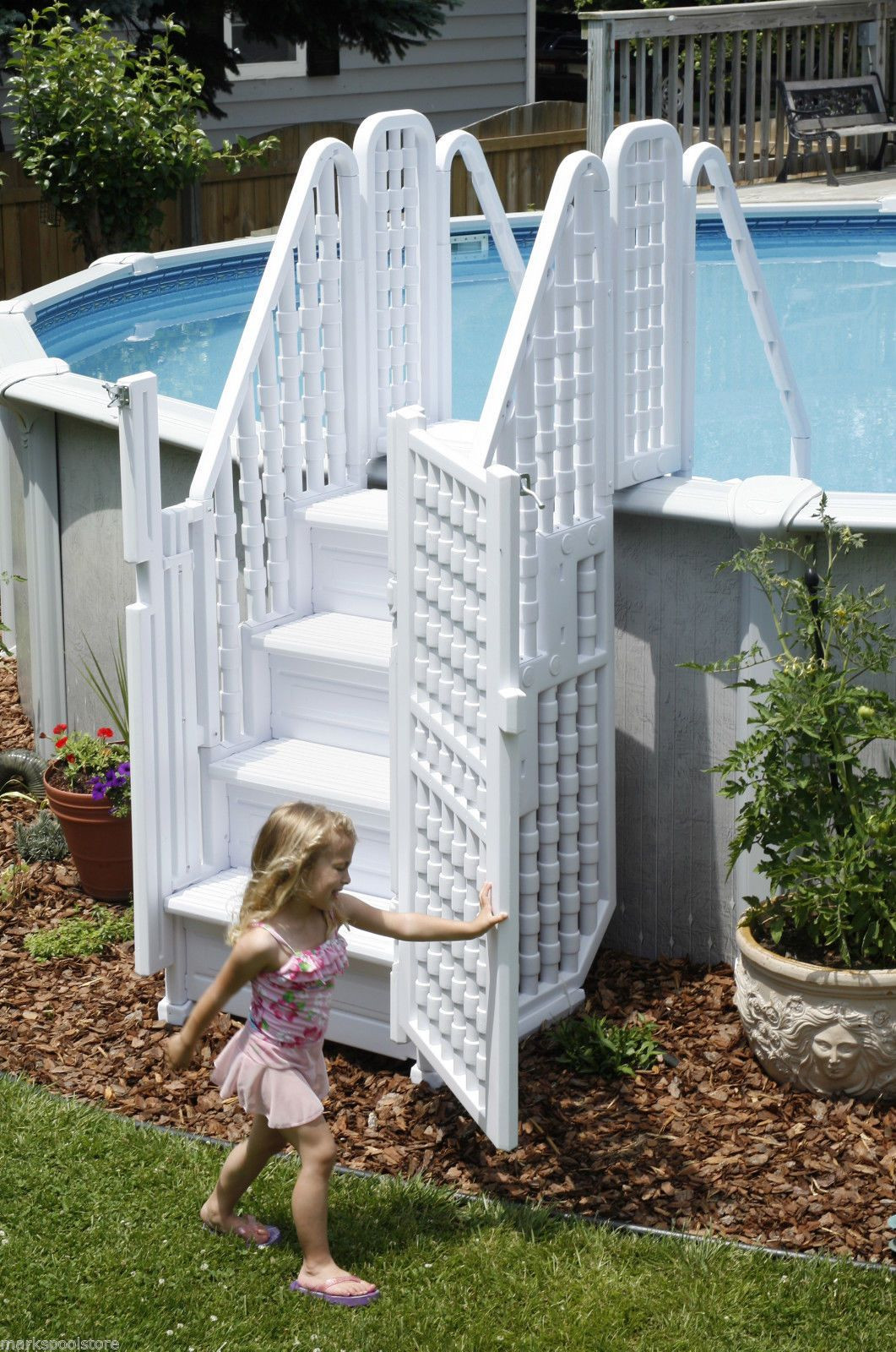 Above Ground Pool Gate
 Confer Pool Step PLETE Entry System w Locking Gate