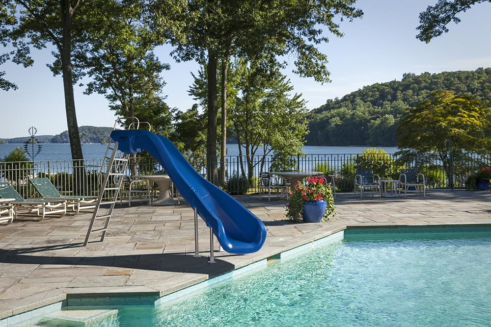 Above Ground Pool Slide
 Rogue2 Right Hand Turn Inground Pool Slide Blue Pool