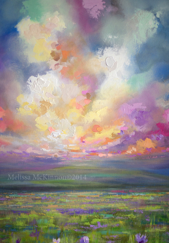 Abstract Landscape Painting
 Colourful Prairie and Big Sky Abstract Landscape Painting