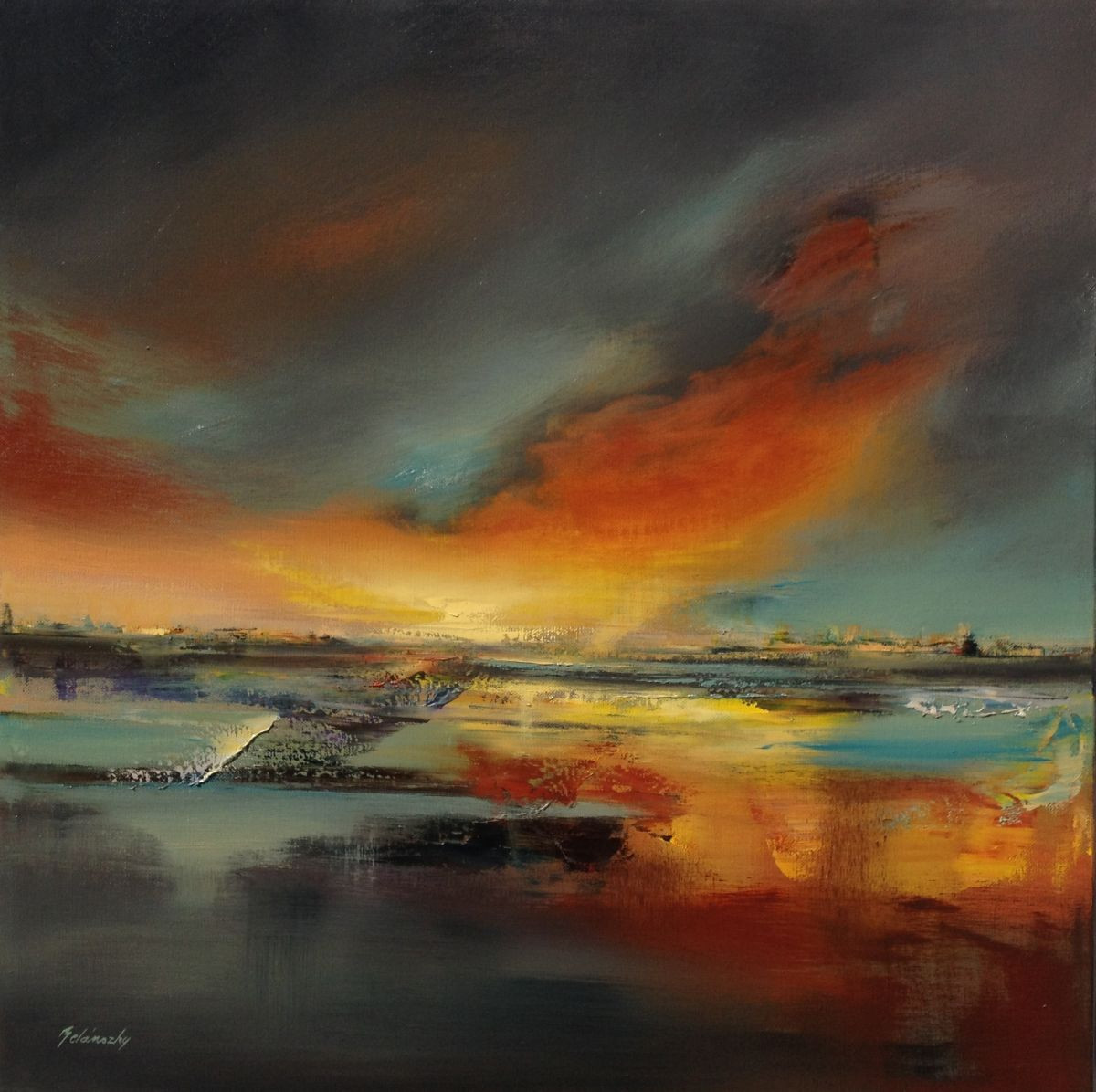 Abstract Landscape Paintings
 When the Dragons wake up 70 x 70 cm brown ocher