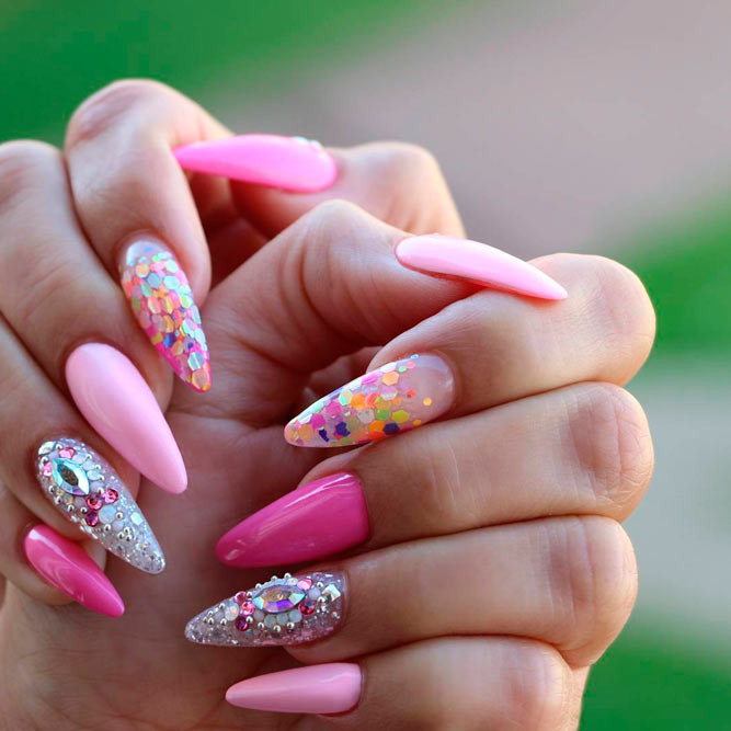 Acrylic Nails With Glitter
 Lovely and Cute Acrylic Nails