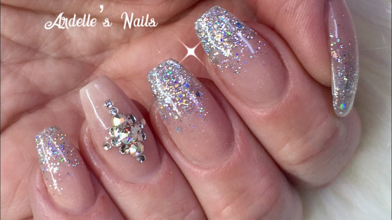 Acrylic Nails With Glitter
 Mia Secret Cover Pink Acrylic Nails Glitter Fade and