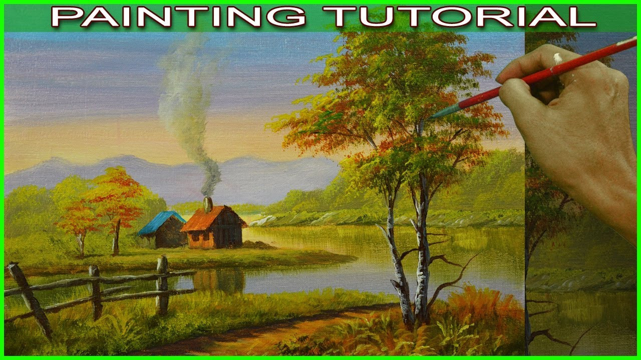 Acrylic Paint Landscape
 Acrylic Landscape Painting Tutorial Autumn Houses Near the