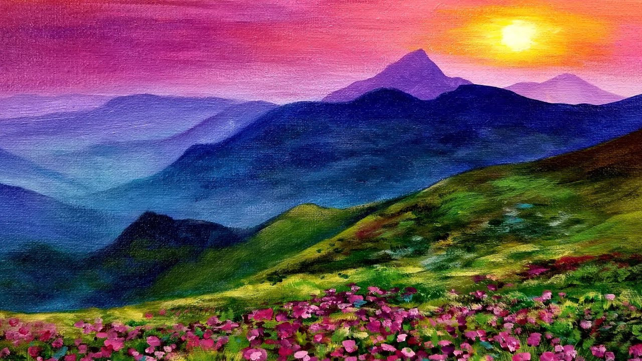 Acrylic Painting Landscape
 Sunset Landscape LIVE Acrylic Painting Tutorial