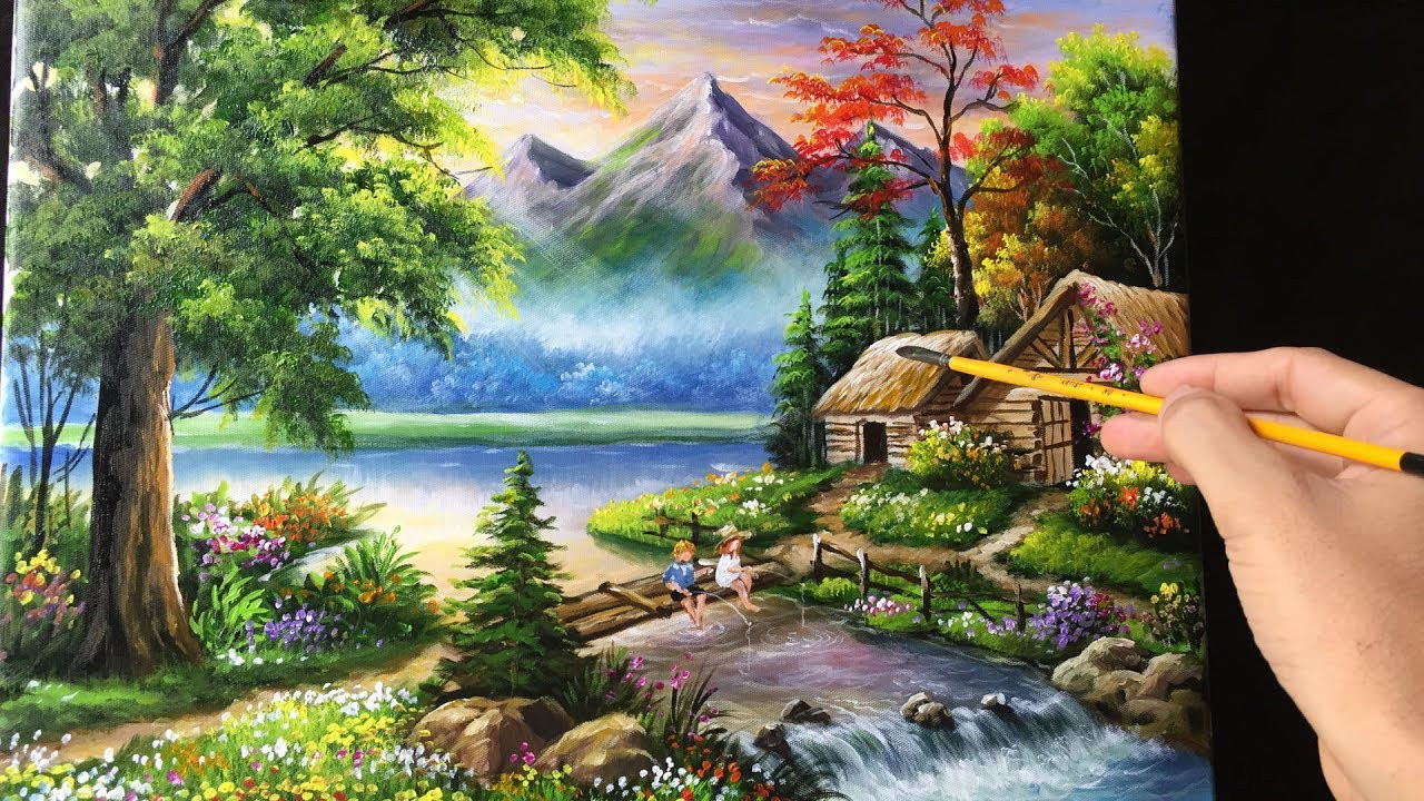 Acrylic Painting Landscape
 Painting a Beautiful Mountain Landscape with Acrylics