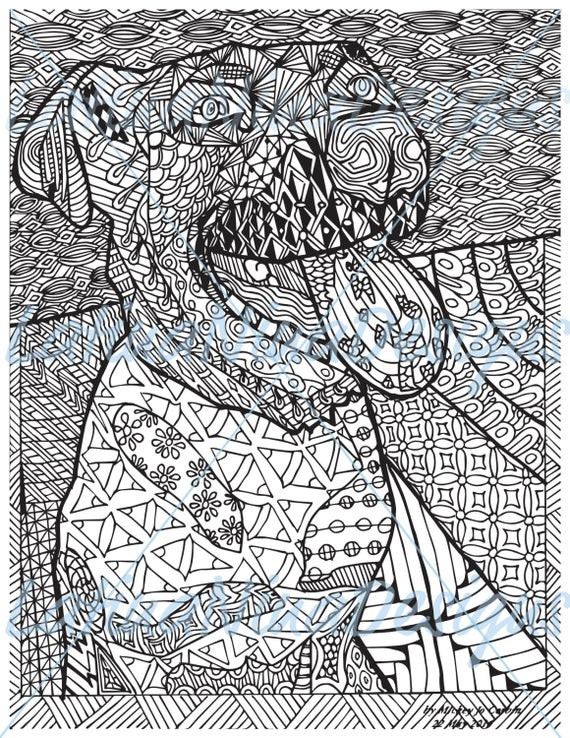 Adult Coloring Pages Dog
 Zentangle Dog adult coloring page instant