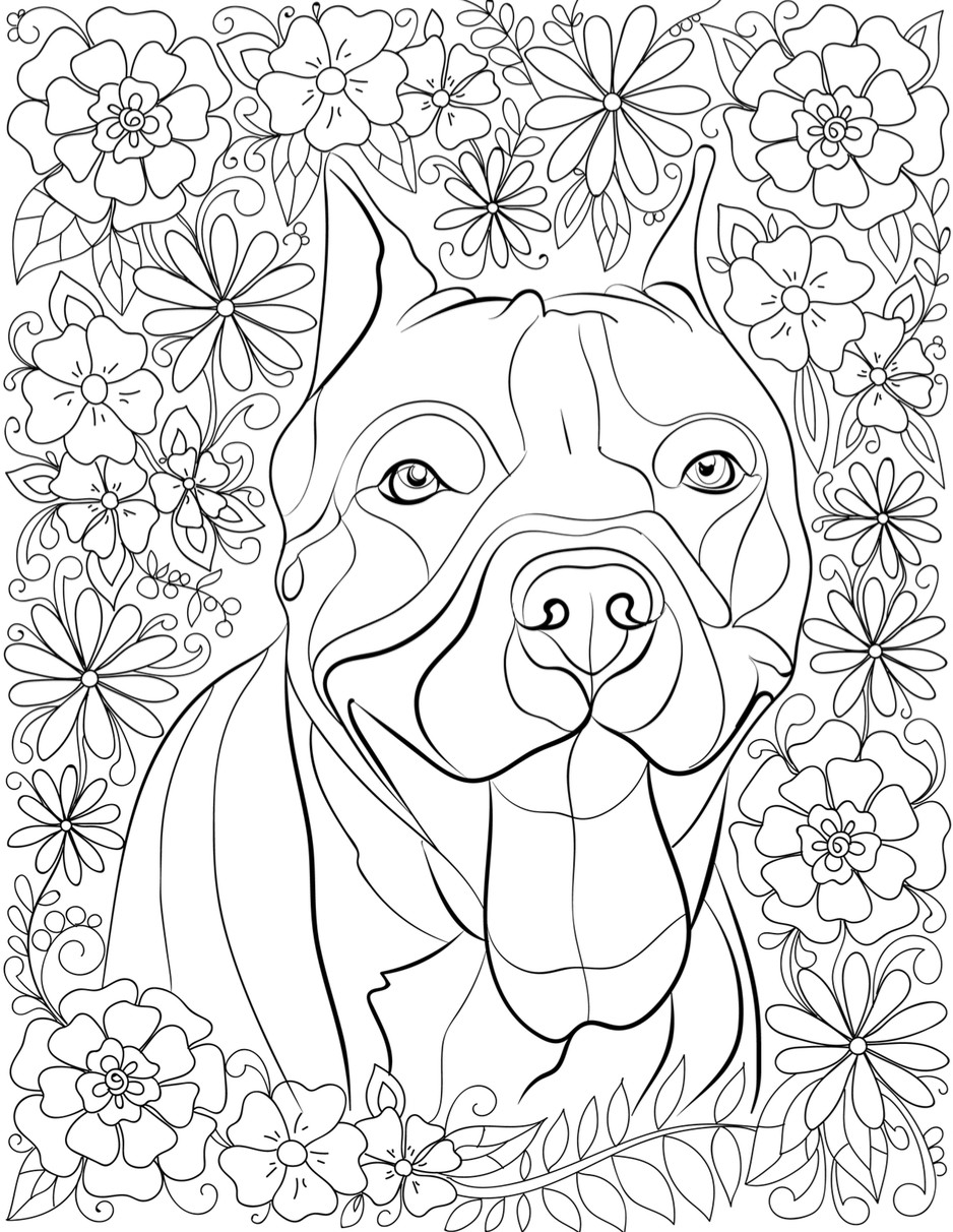 Adult Coloring Pages Dog
 De stress With Pit Bulls Downloadable 10 Page Coloring