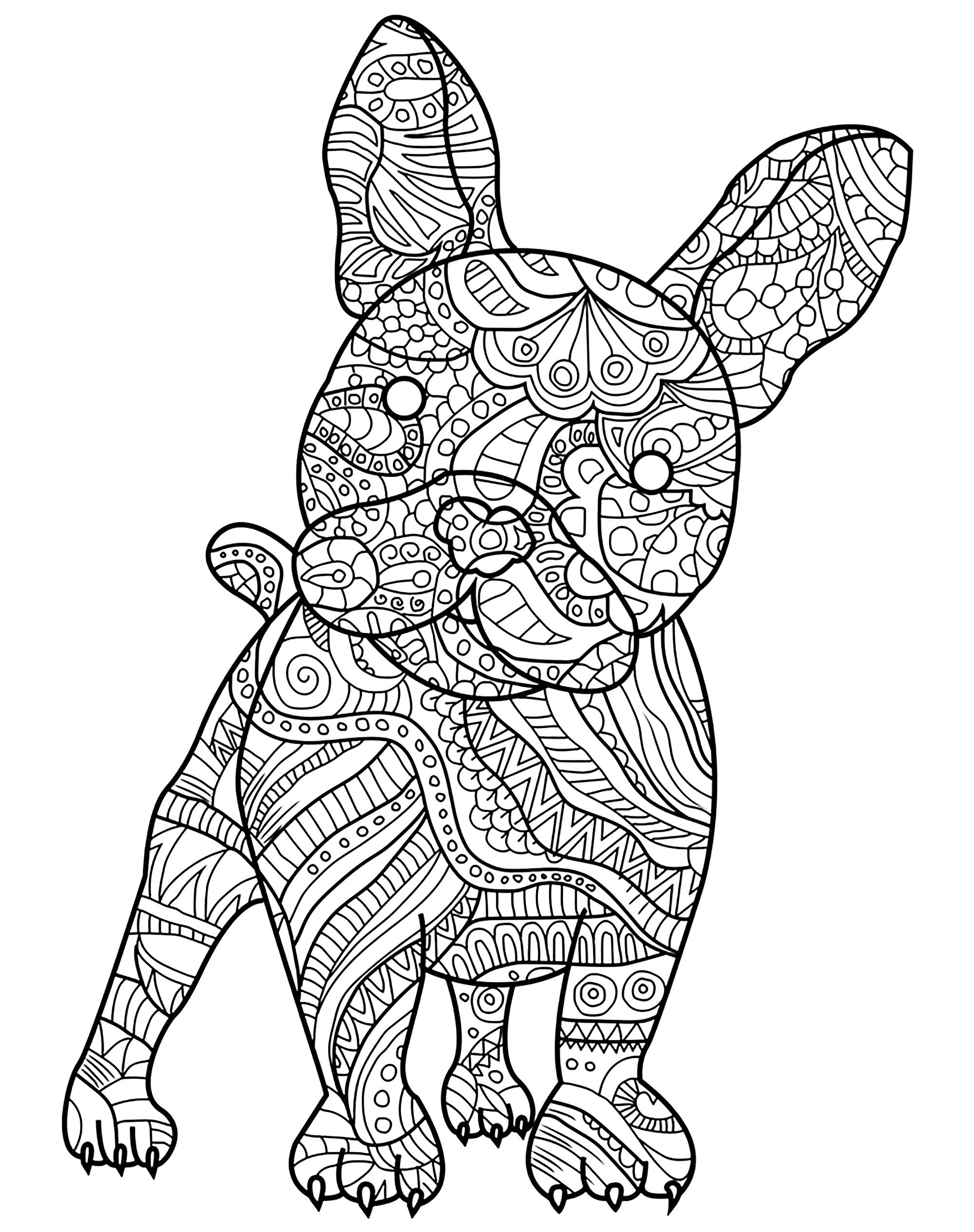 Adult Coloring Pages Dog
 French Bulldog and its harmonious patterns Dogs Adult