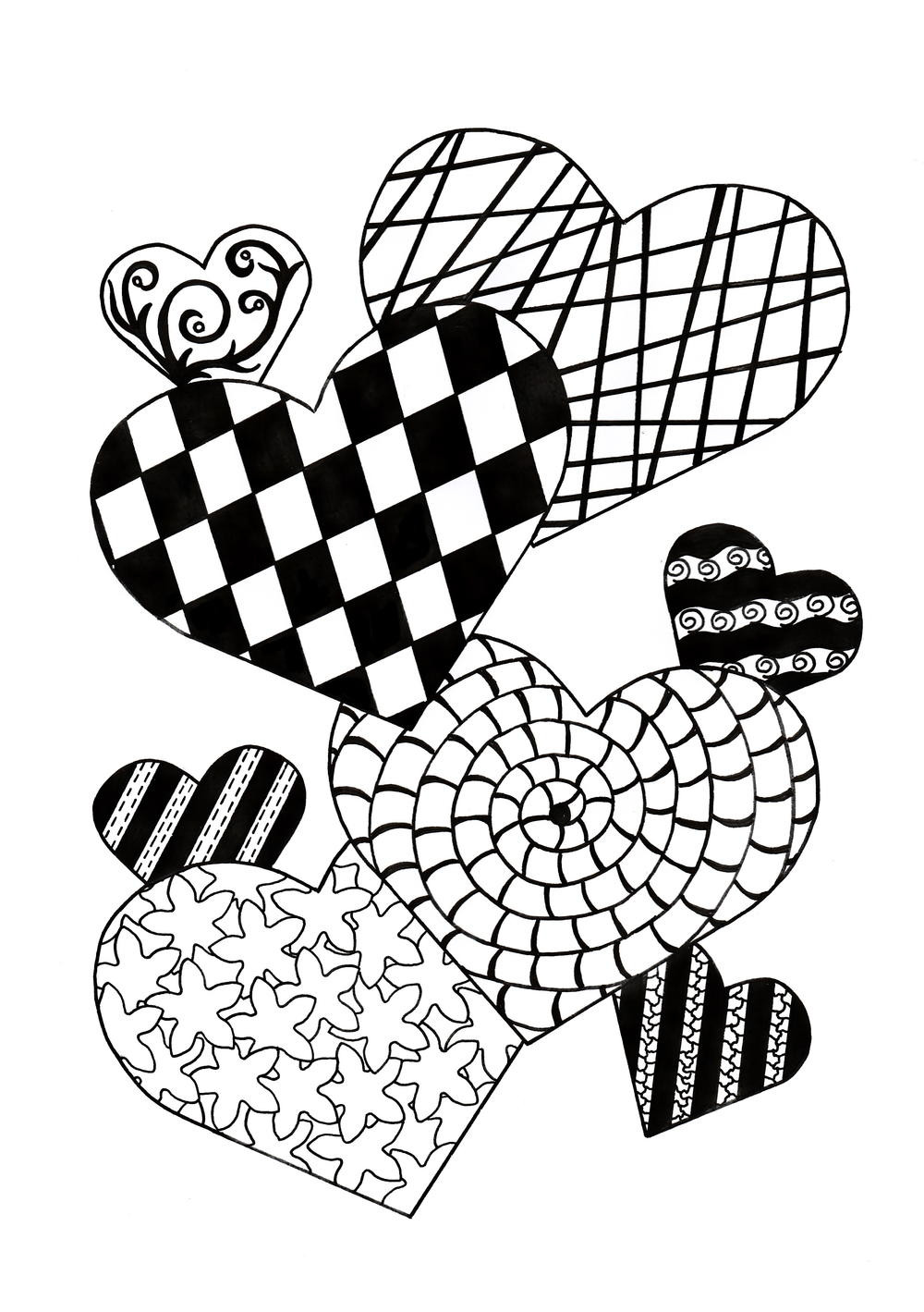 Adult Coloring Pages Hearts
 Zentangle Cupid of Hearts Adult Coloring Page