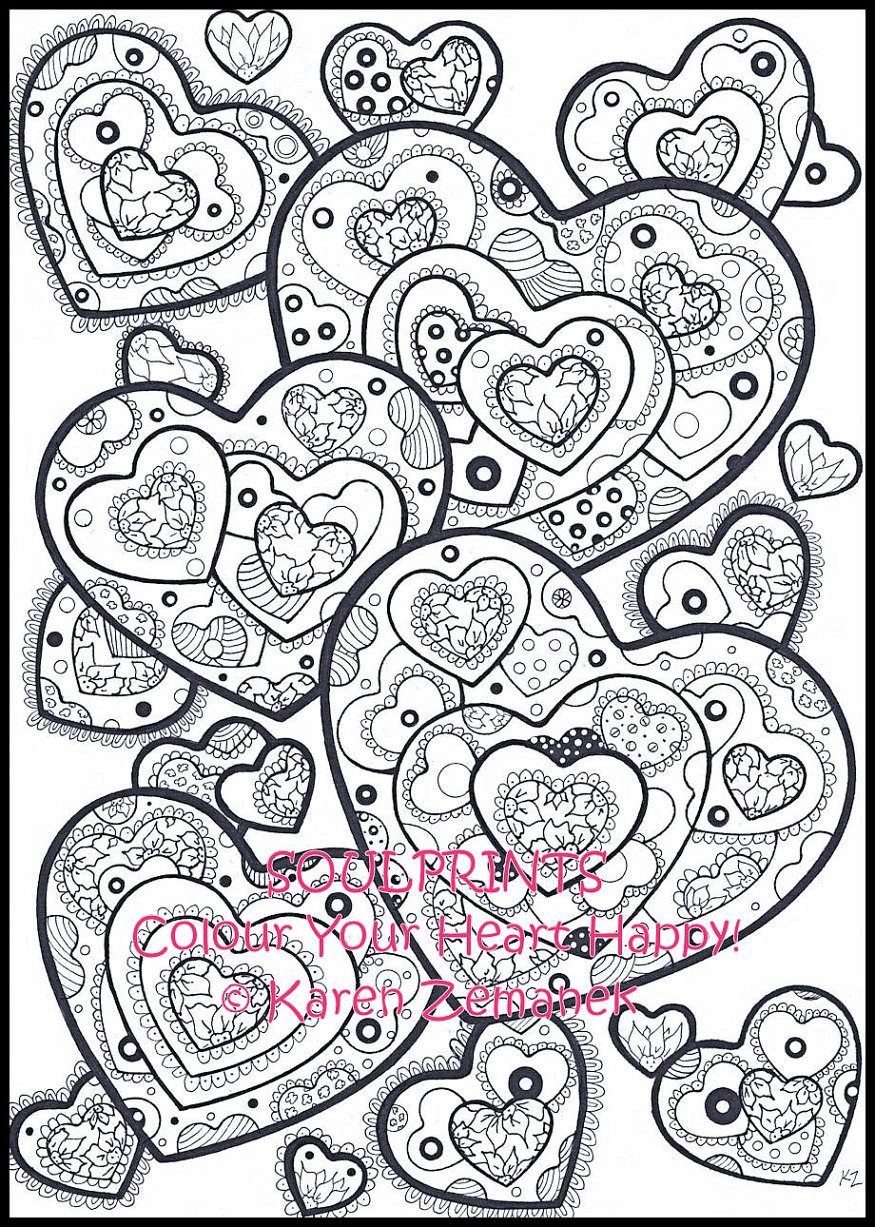 Adult Coloring Pages Hearts
 SOULPRINTS Color Your Own Greeting Cards GoTeamKate