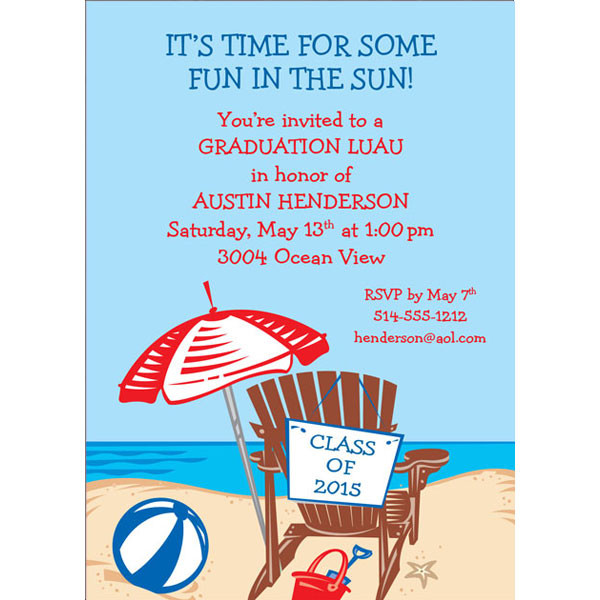 Adult Graduation Party Ideas Daytona Beach
 Luau Graduation Beach Invitation