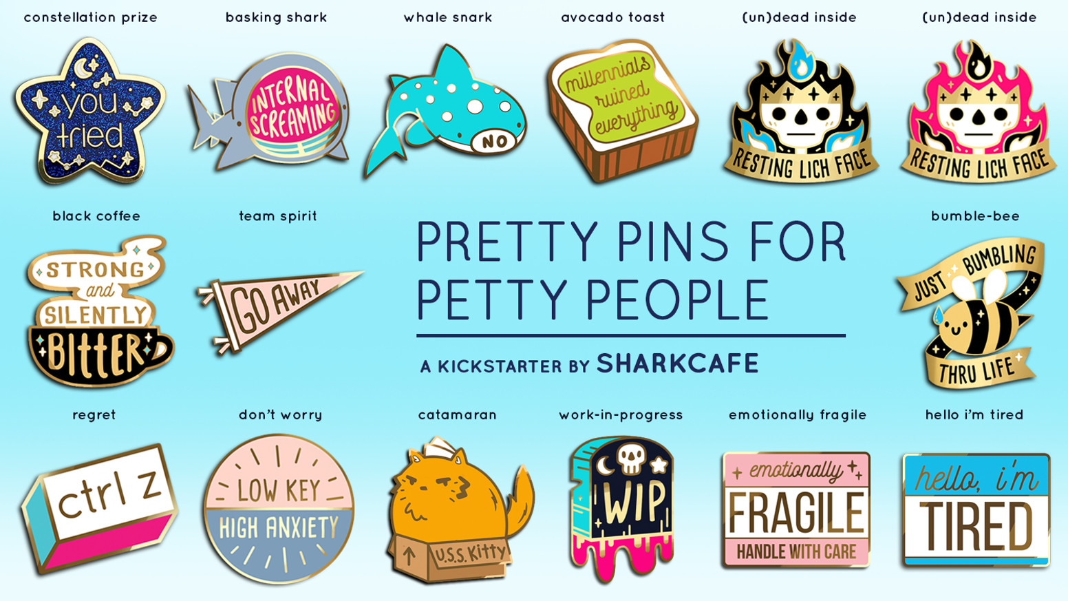 Aesthetic Pins
 Pretty Pins for Petty People by SharkCafe — Kickstarter